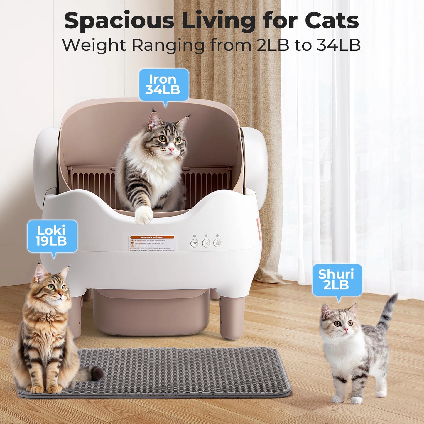 Lunapurr Automatic Self Cleaning Cat Litter Box With App Control Odor Free