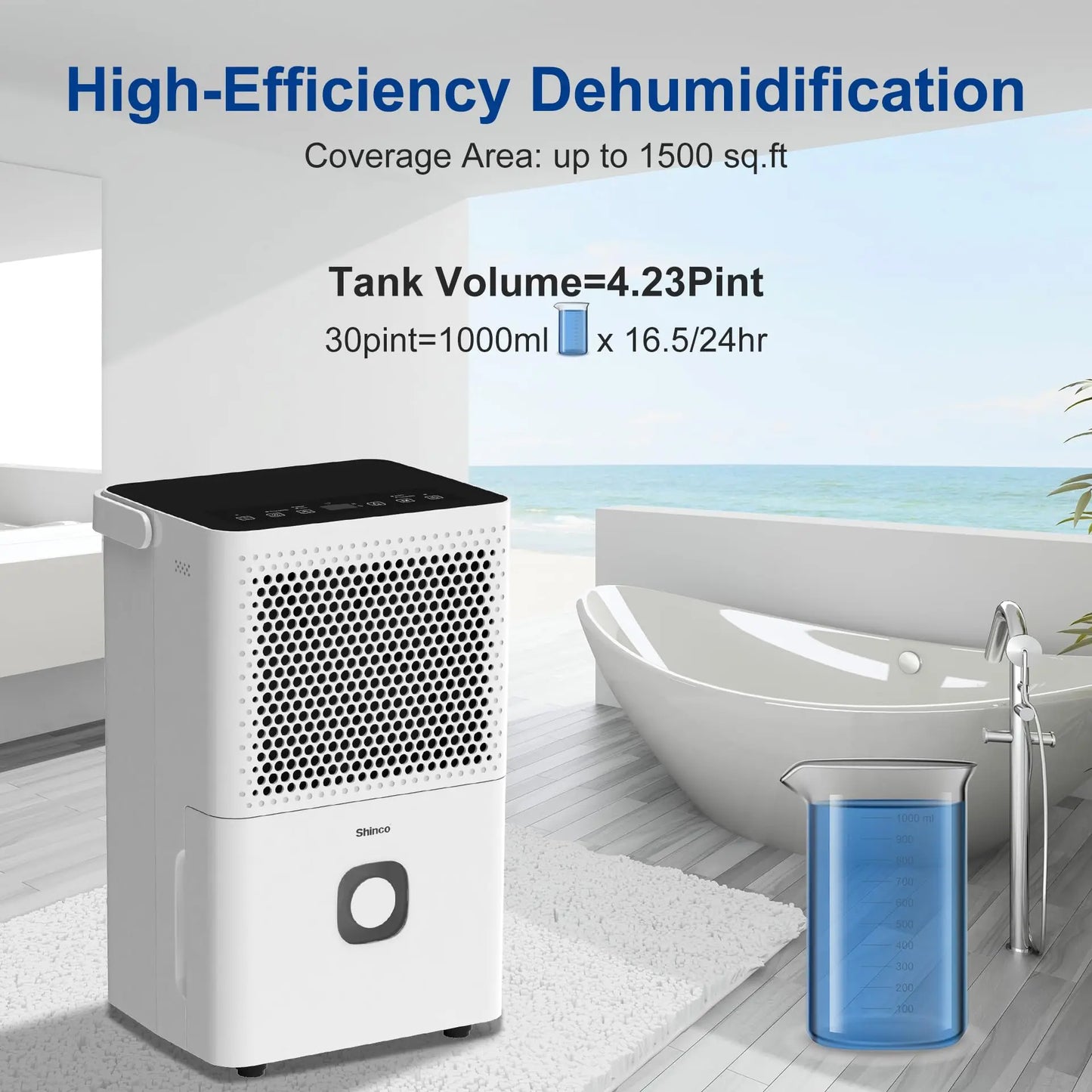 Shinco 30-Pint Basement Dehumidifier With Auto Drainage