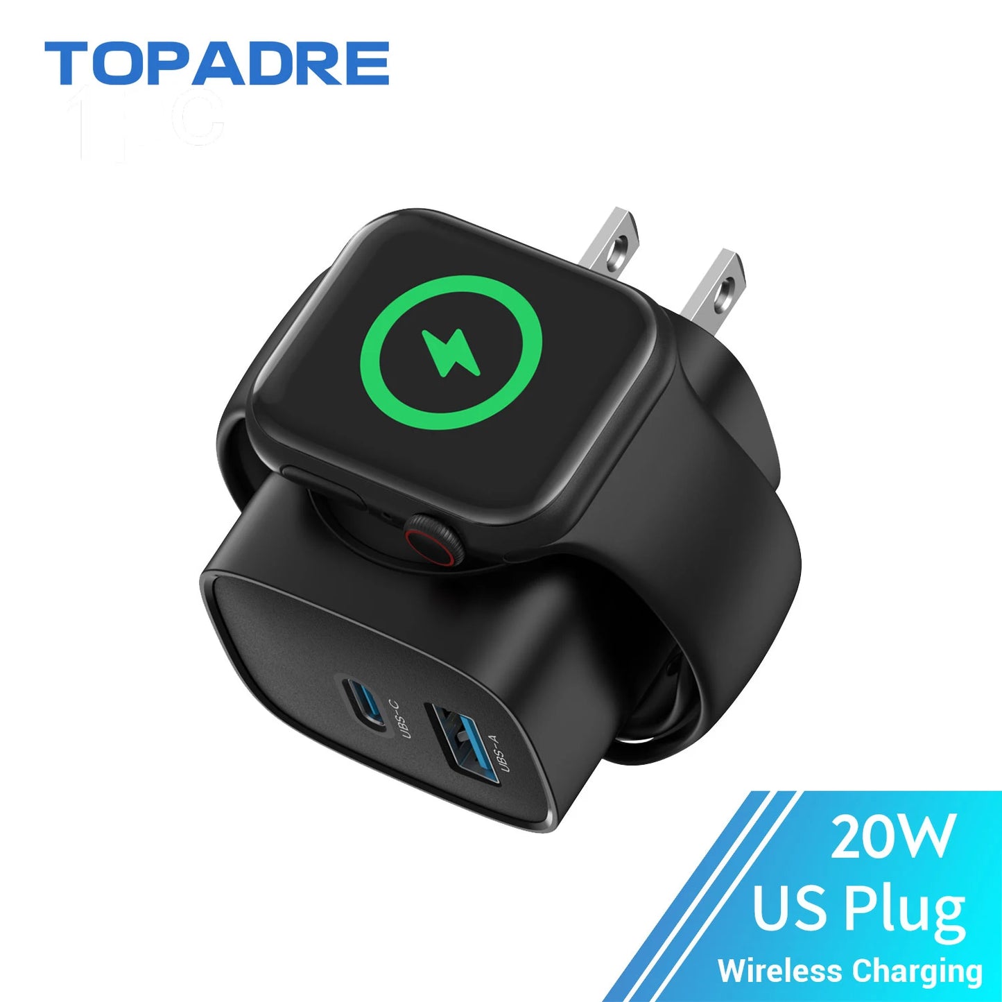 Topadre 3-In-1 USB-C Wall Charger For Apple Watch iPhone iPad