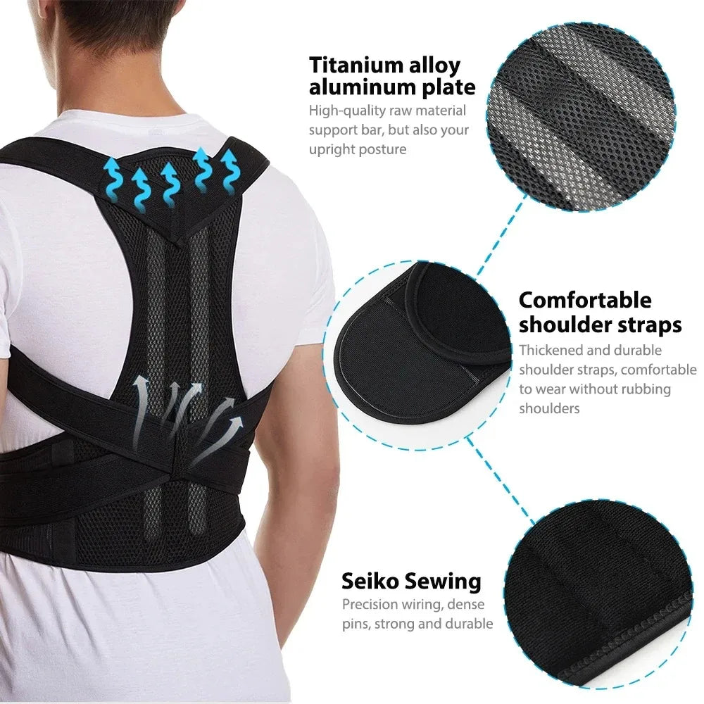 Back Brace Posture Corrector For Lumbar And Shoulder Support