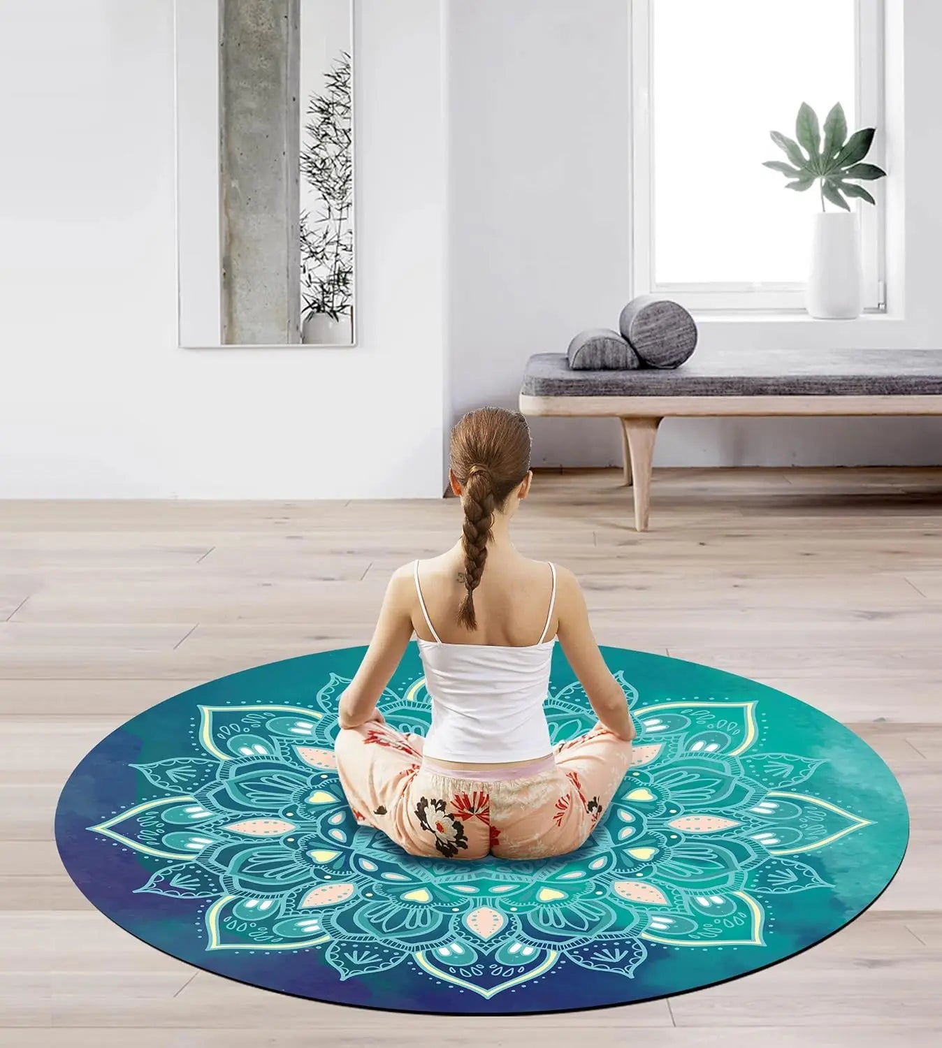 YTYIN Oversize Round Pilates Mat Non Slip Rubber Yoga Mat