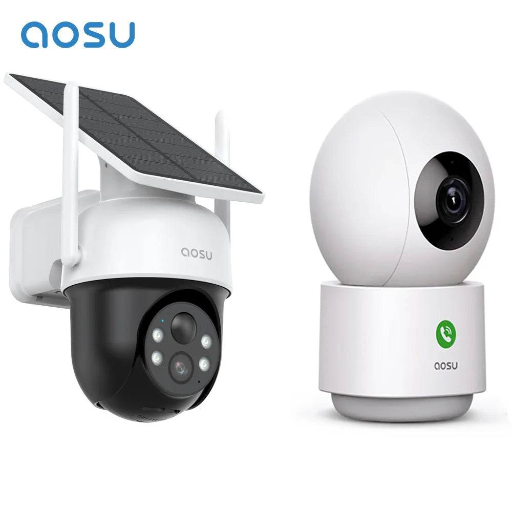 AOSU 3MP Wire-Free Solar Indoor Security Camera With Two-Way Audio