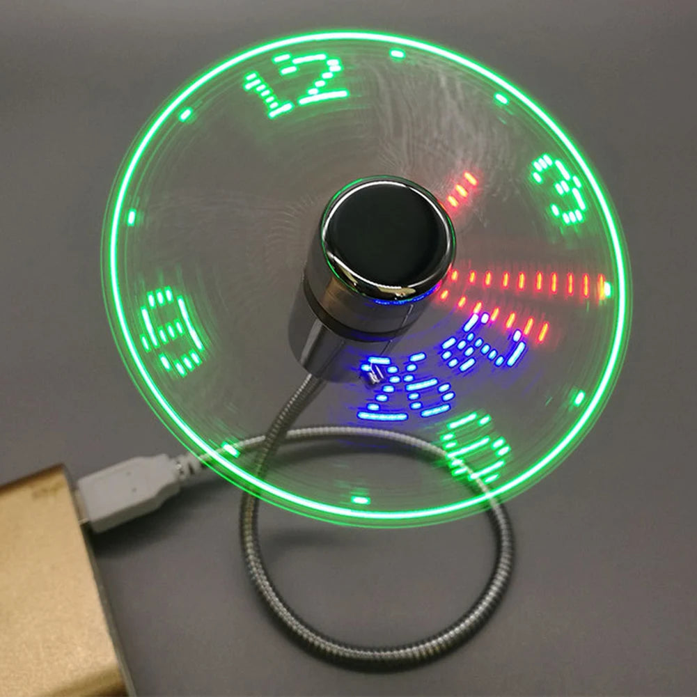 ALLOYSEED LED Clock Fan USB Mini Cooling Fan Time Temperature Display