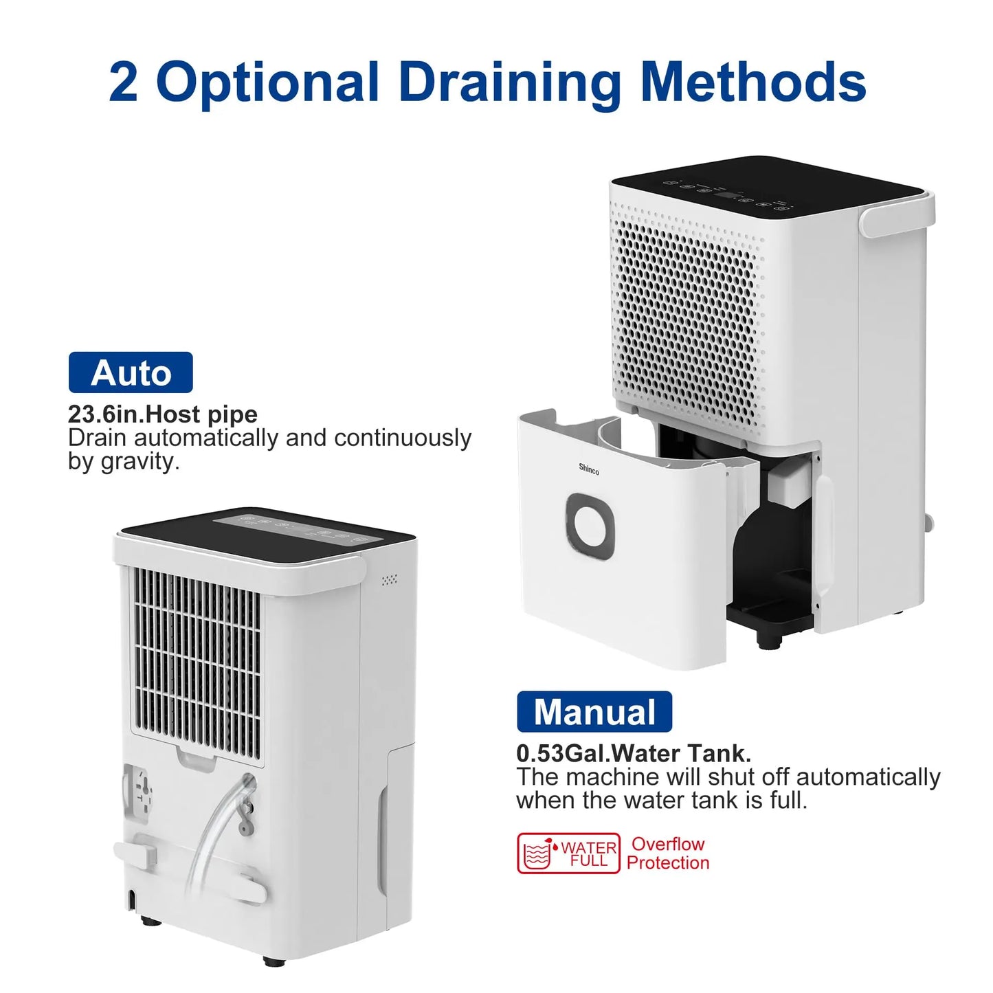 Shinco 30-Pint Basement Dehumidifier With Auto Drainage