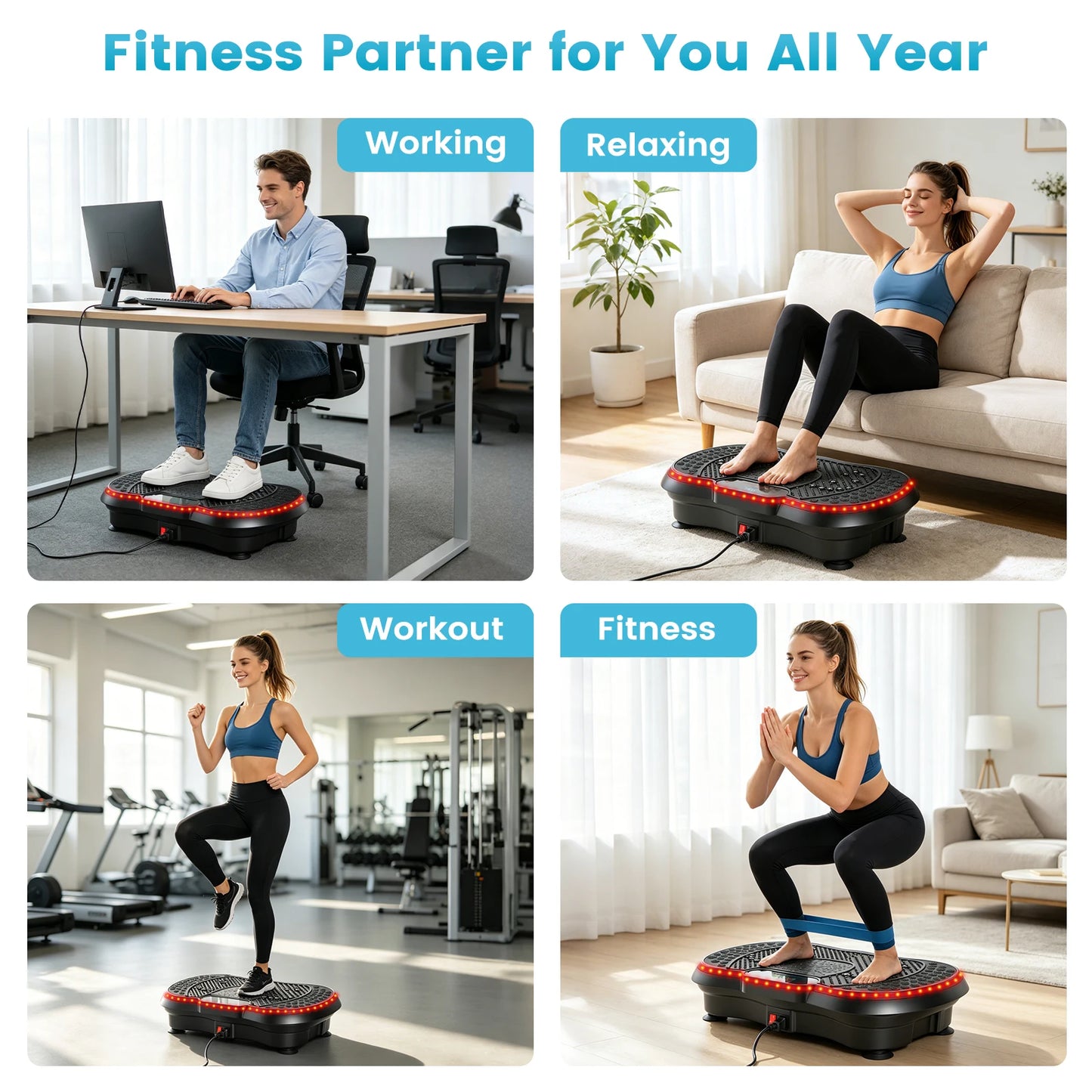 Smart Vibration Plate Exercise Machine With LED Light Strip