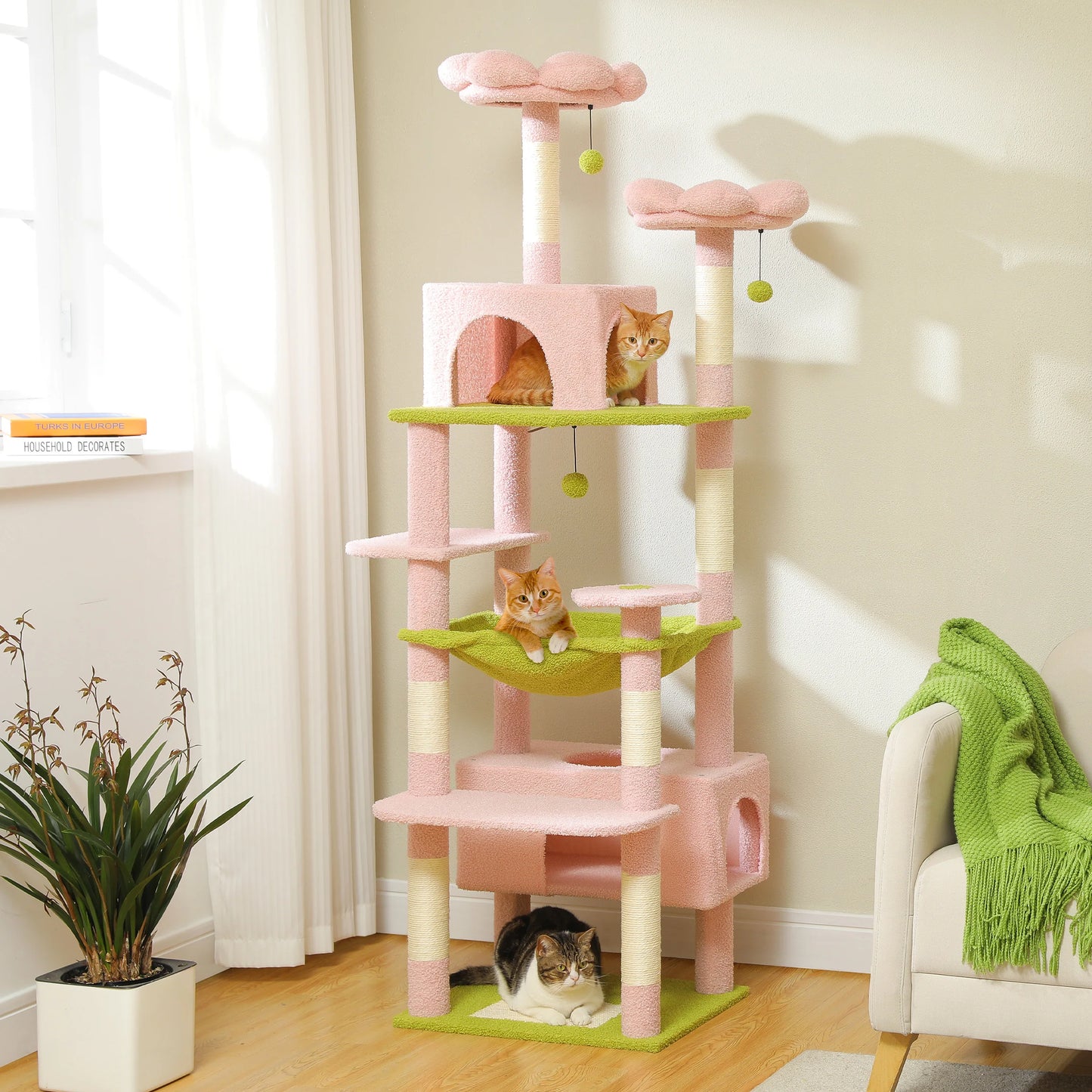 PEQULTI Multi Level Cat Tree With Scratching Posts And Hammock