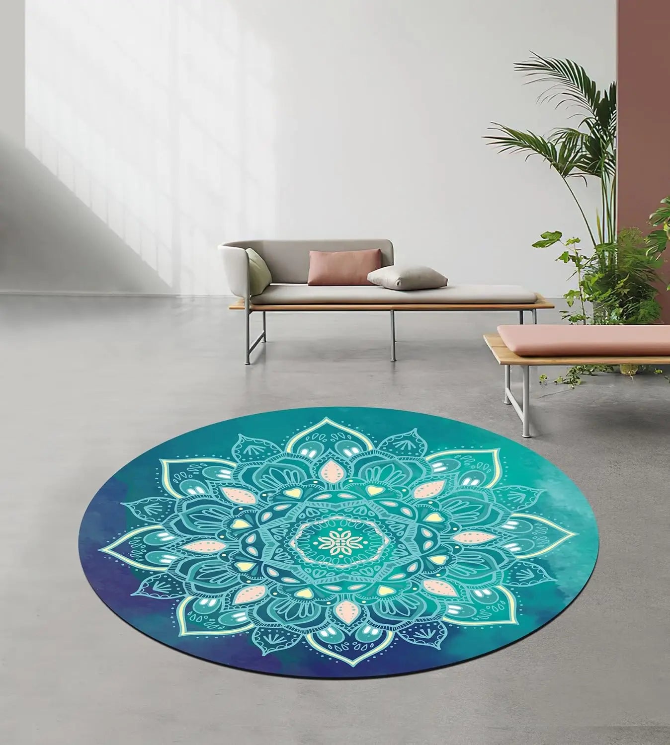 YTYIN Oversize Round Pilates Mat Non Slip Rubber Yoga Mat