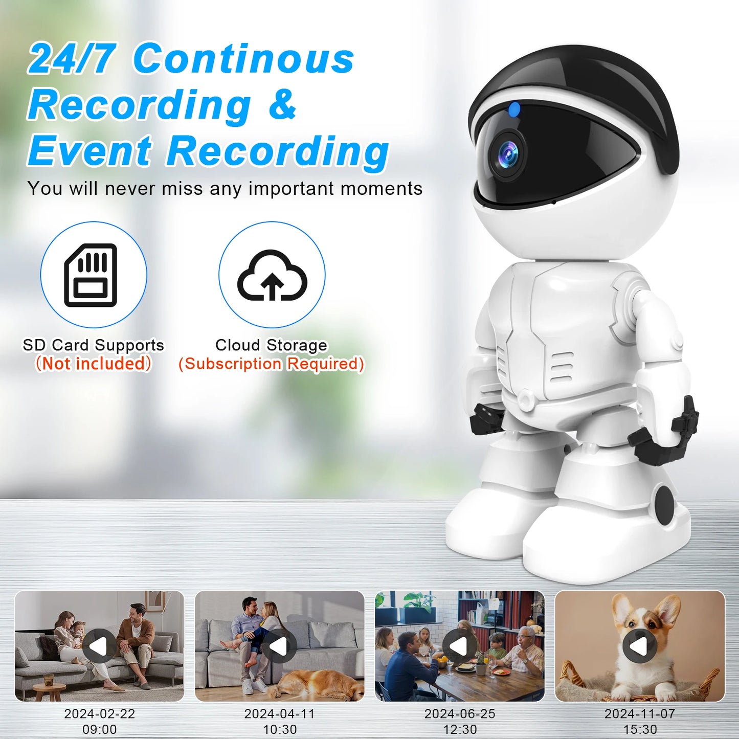 NOAHTEC Robot Camera WiFi 3MP Indoor Security With Night Vision