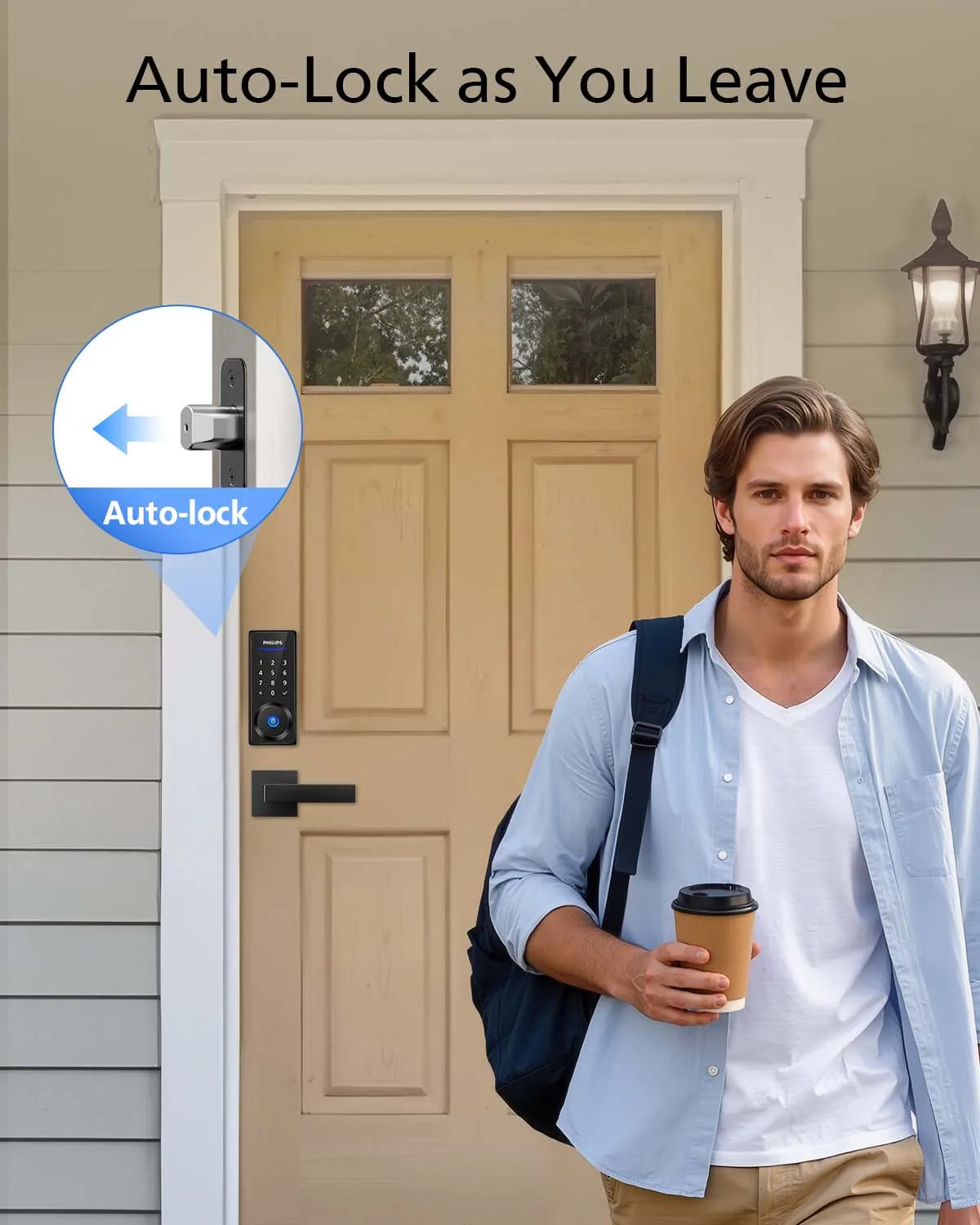 Philips Fingerprint Smart Lock, APP Control, Keyless Entry Door Lock, Auto-Lock, 9-Month Long Battery