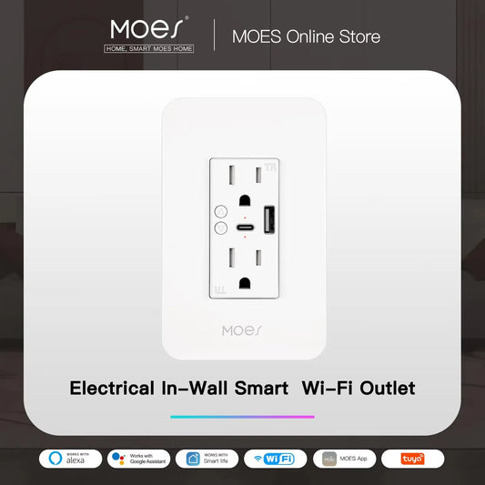 MOES WiFi Smart Power Socket With Type C USB Outlet
