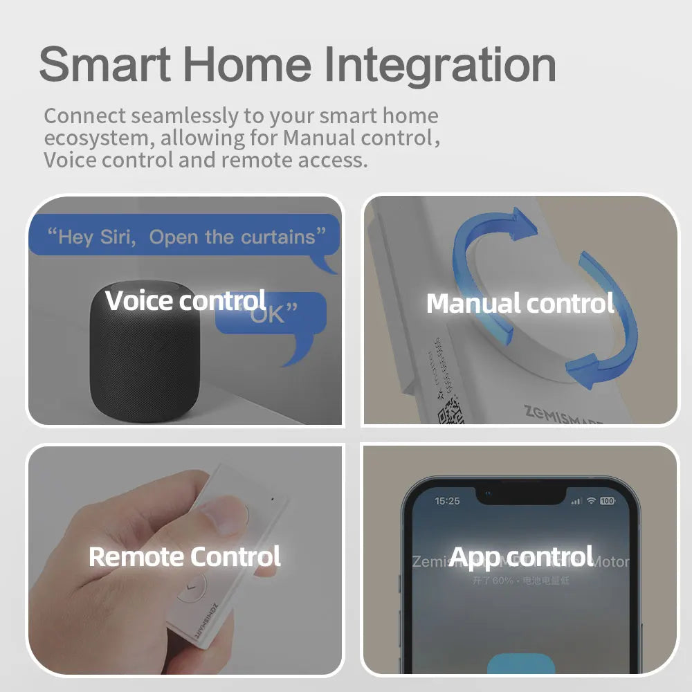 Zemismart Matter Thread Smart Roller Shade Driver With Alexa HomeKit