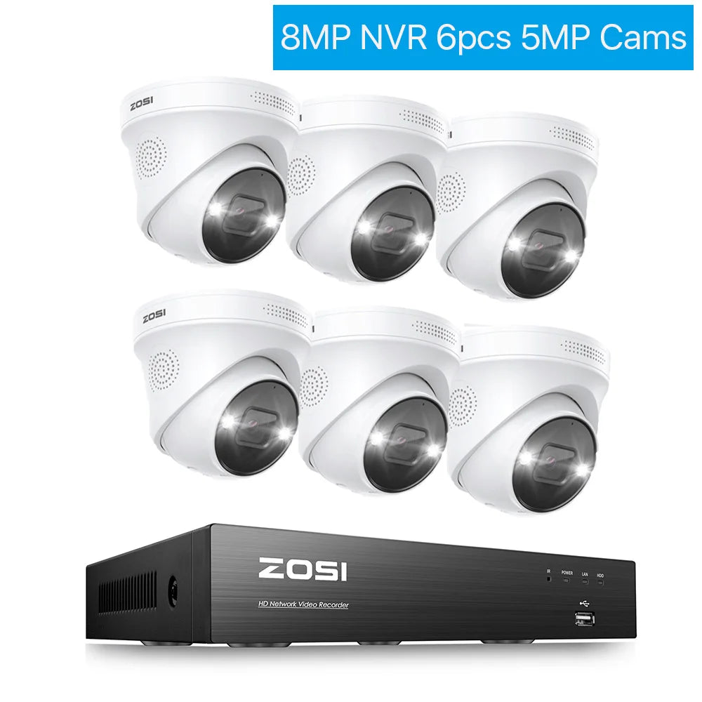 ZOSICTV Security System 4K POE NVR Kit With AI Detection