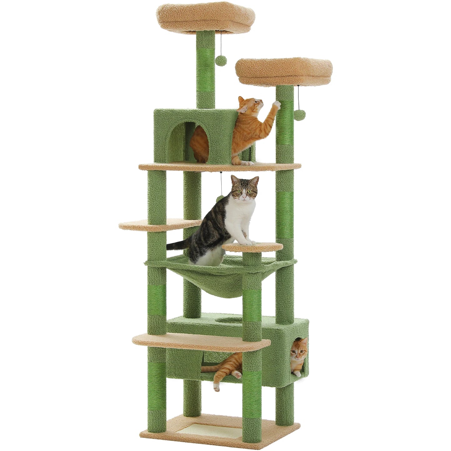 PEQULTI Multi Level Cat Tree With Scratching Posts And Hammock