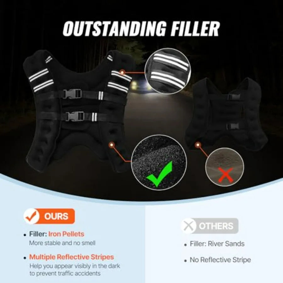 LISM Weighted Vest 20 lb Reflective Stripe Adjustable Buckle
