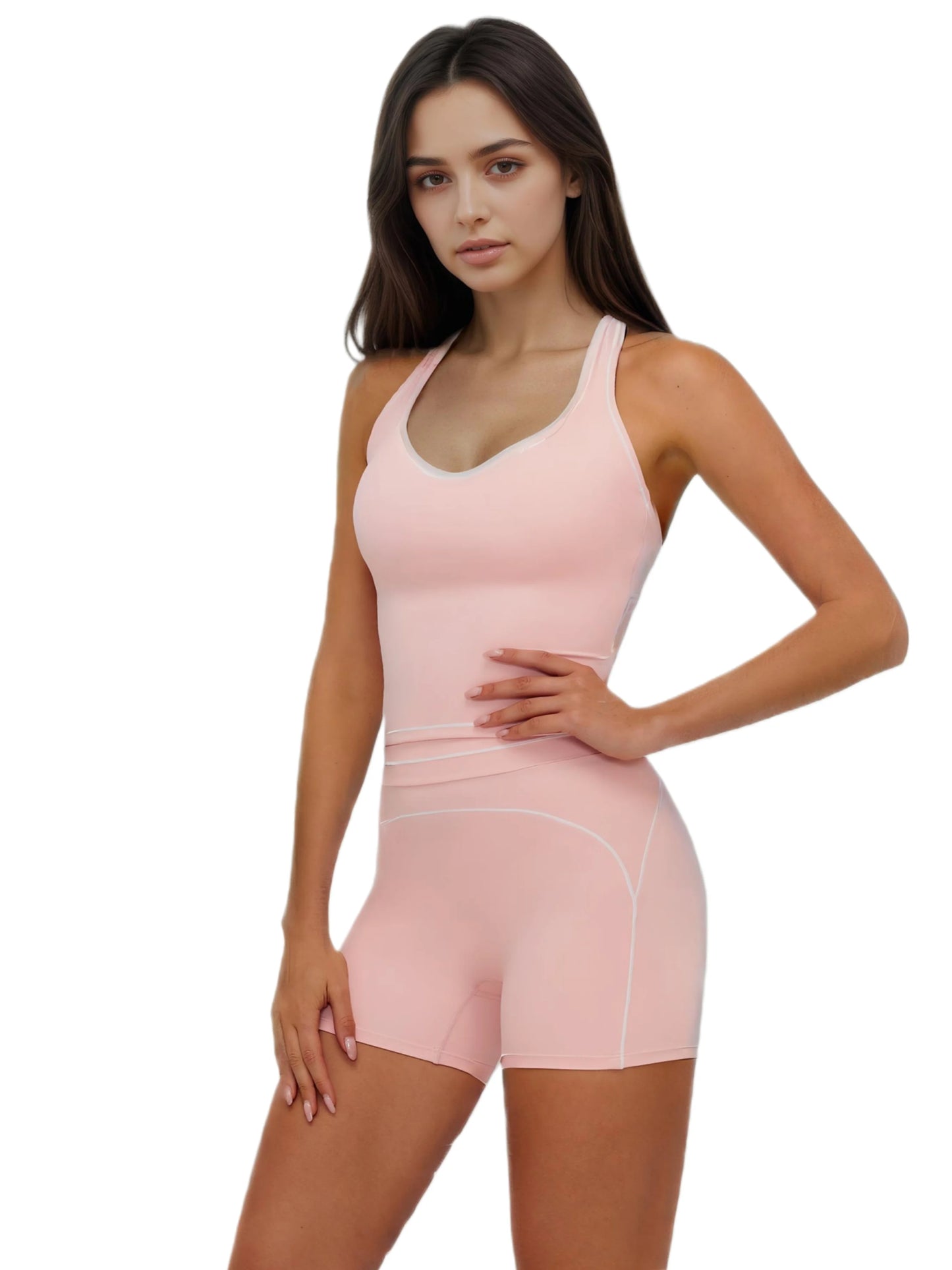 Airila 2-Piece Yoga Set, Racing Vest Yoga Shorts, Outdoor Sports Shorts, Removable Pads, 4-Way Stretch Fitness Shorts