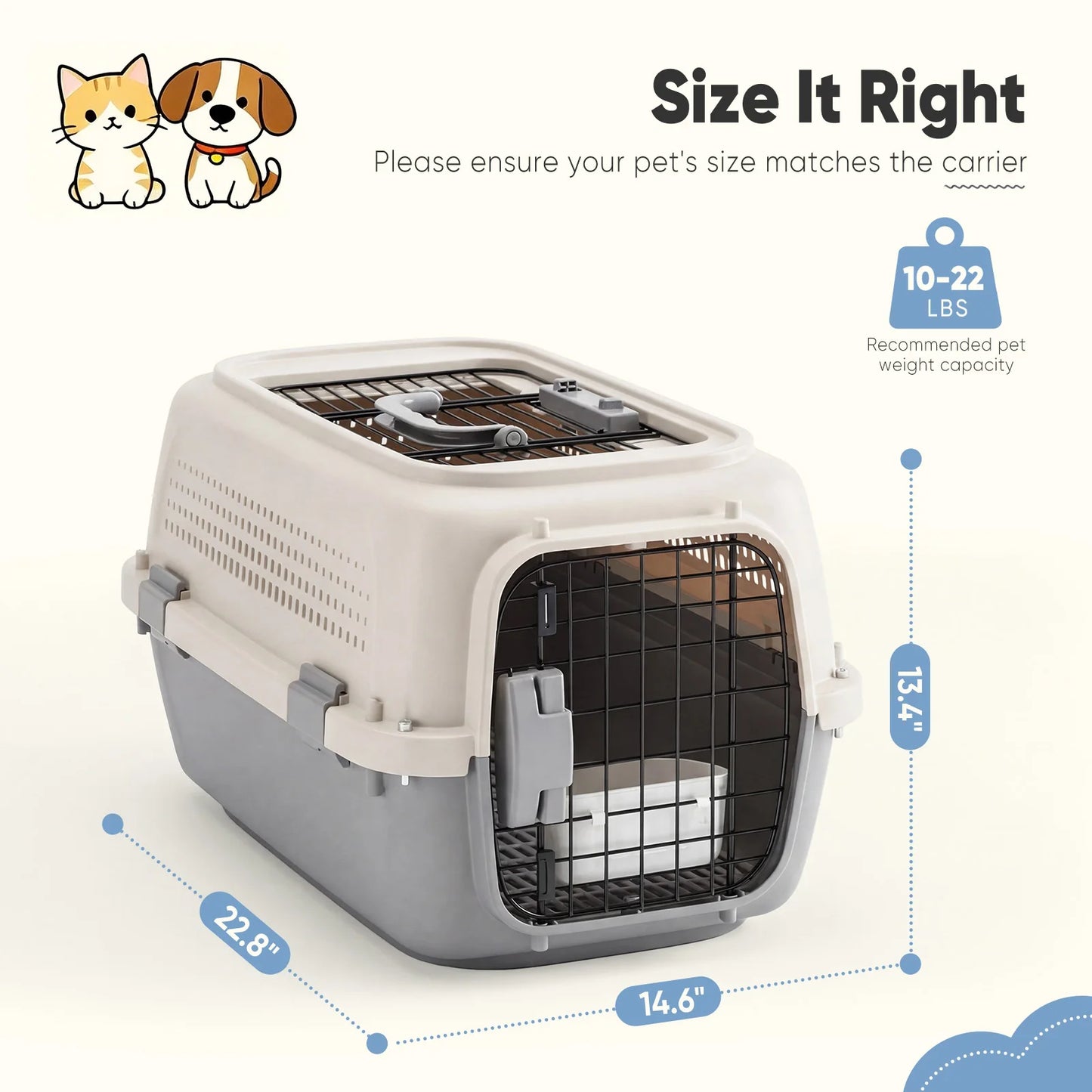 Pet Carrier For Small Dogs And Cats Front Wire Door
