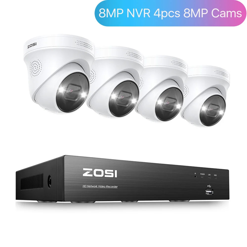 ZOSICTV Security System 4K POE NVR Kit With AI Detection