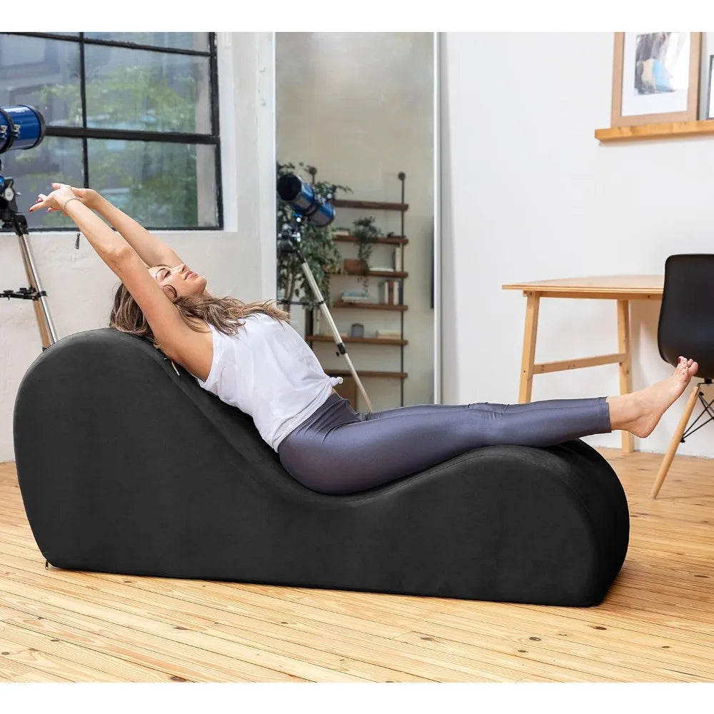 Sleek Chaise Lounge For Yoga Made In USA Plush Microvelvet