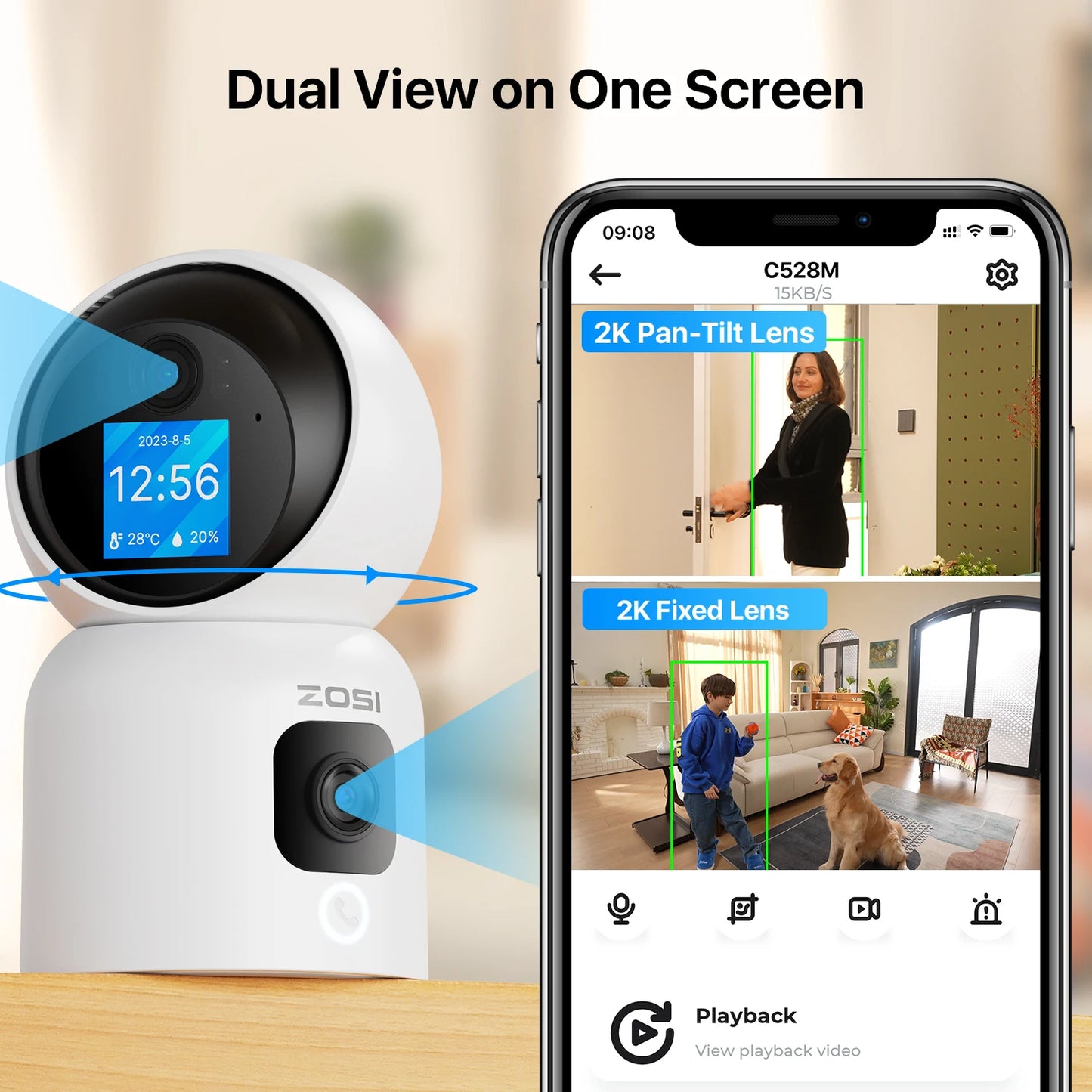 ZOSI 360 Smart Home Security Camera with AI Auto Tracking