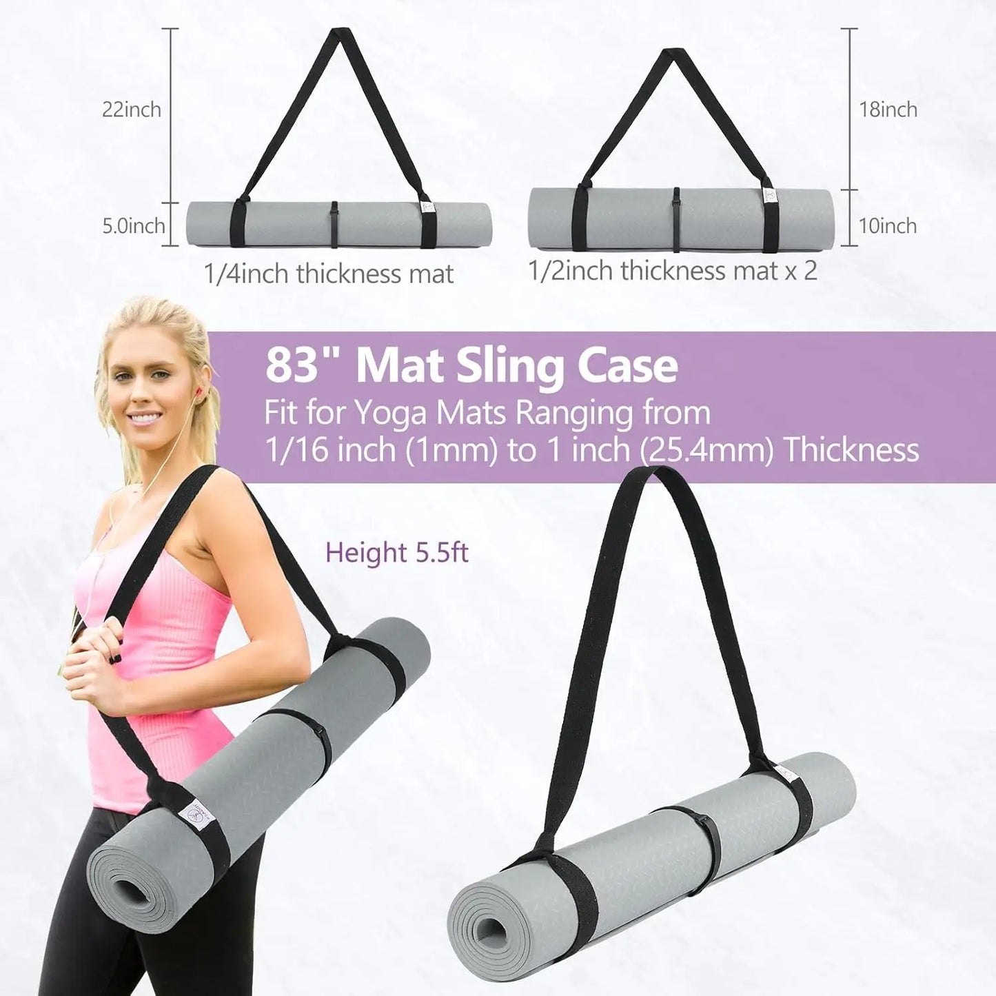 Adjustable Yoga Mat Carrier Strap Thick Sling for Large Mats