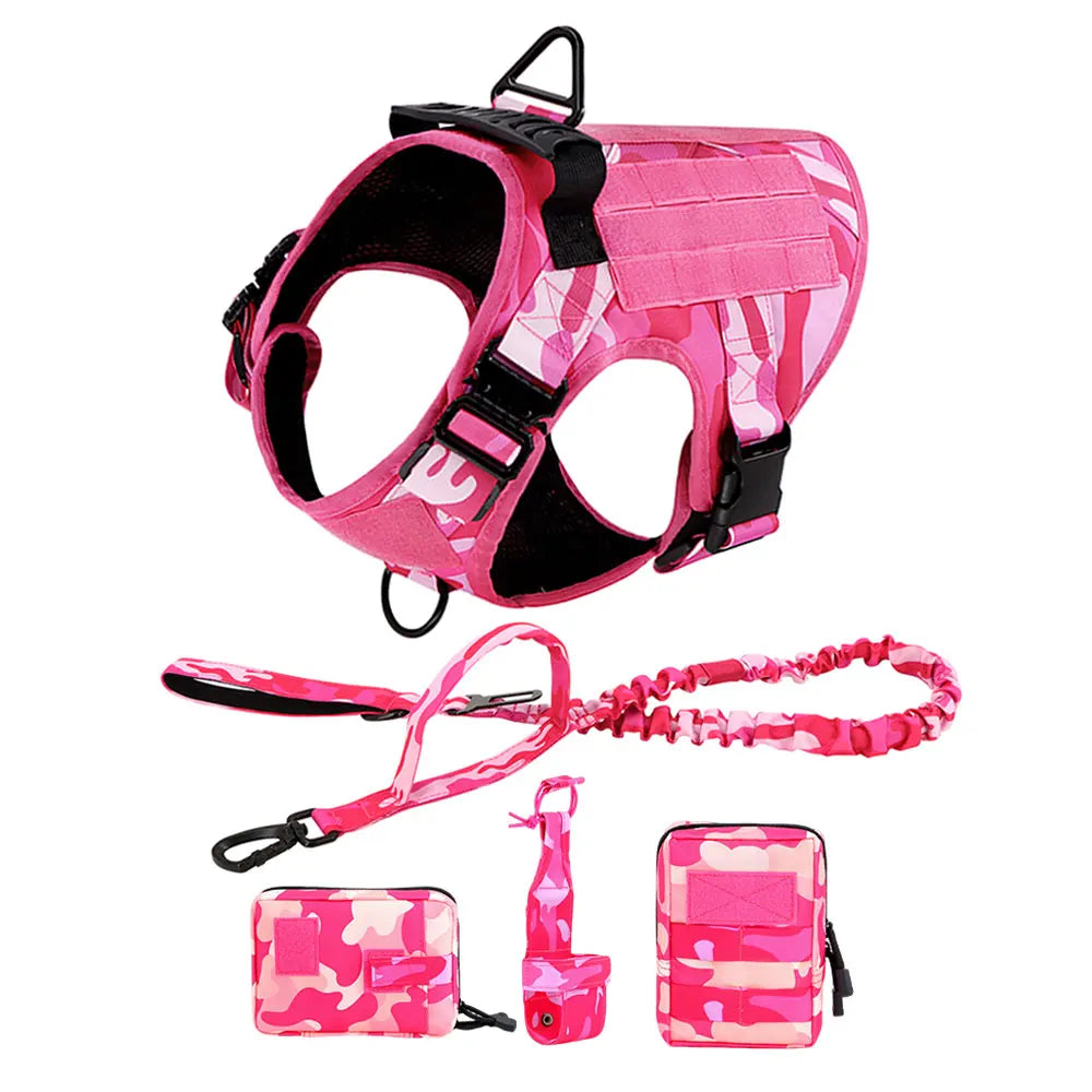 Military Camouflage Nylon Dog Harness Adjustable Training Vest