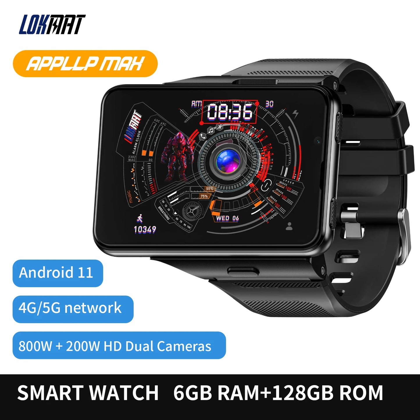 LOKMMAT Android Smartwatch Max With Detachable Strap 4G