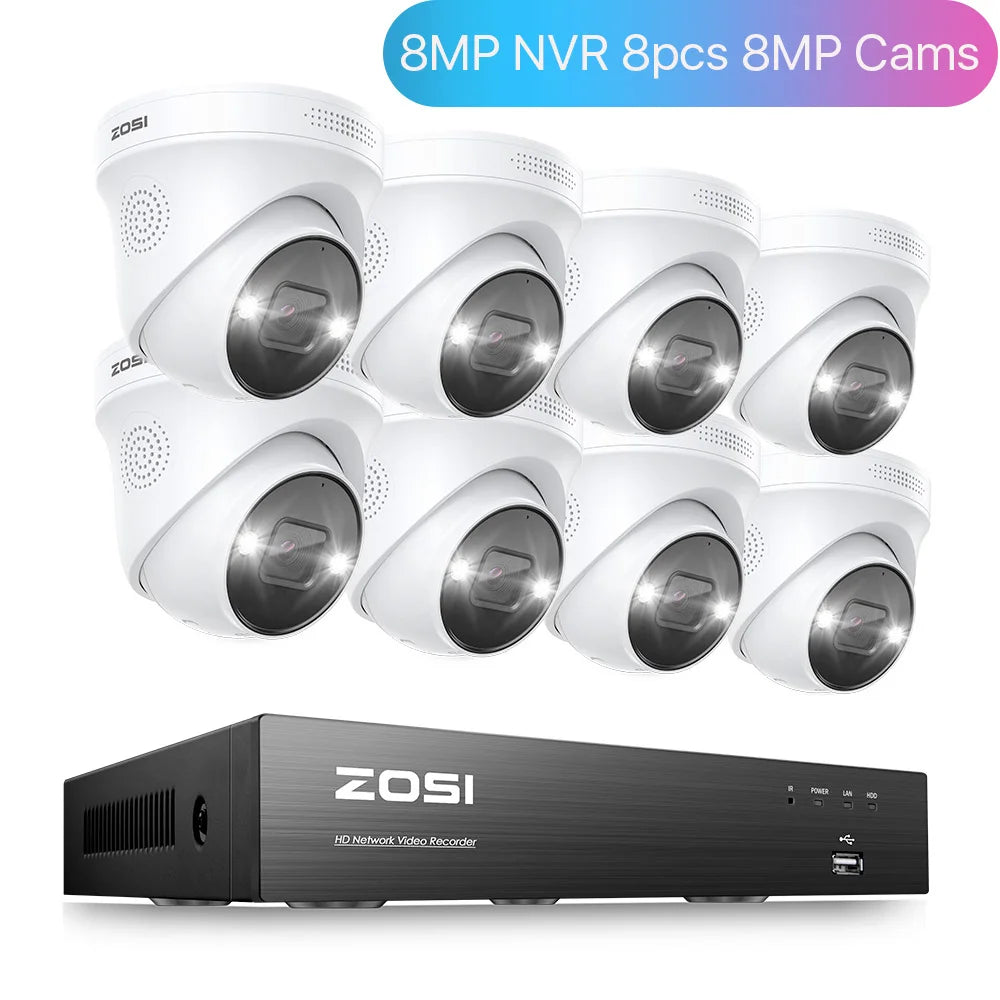 ZOSICTV Security System 4K POE NVR Kit With AI Detection