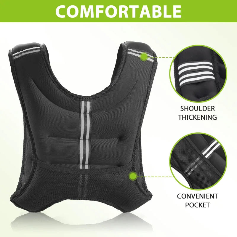 Weight Vest With Reflective Stripe Pocket For Fitness Training