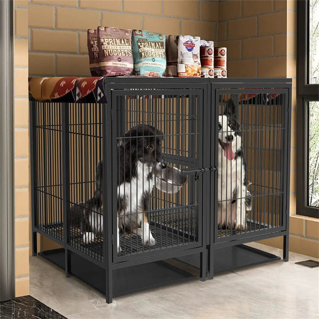 BINGOPAW Heavy Duty Metal Dog Cage With Tray Divider