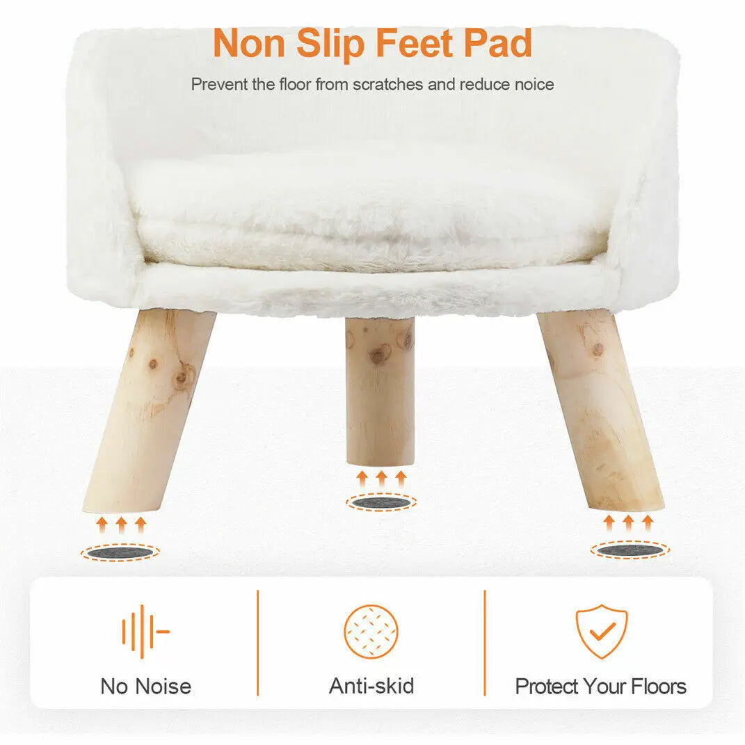 Soft Plush Cat Bed With Wooden Legs For Small Pets