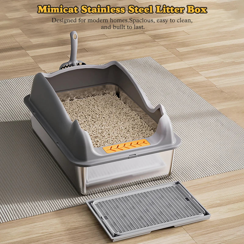 Stainless Steel Cat Litter Box With Lid For Big Cats