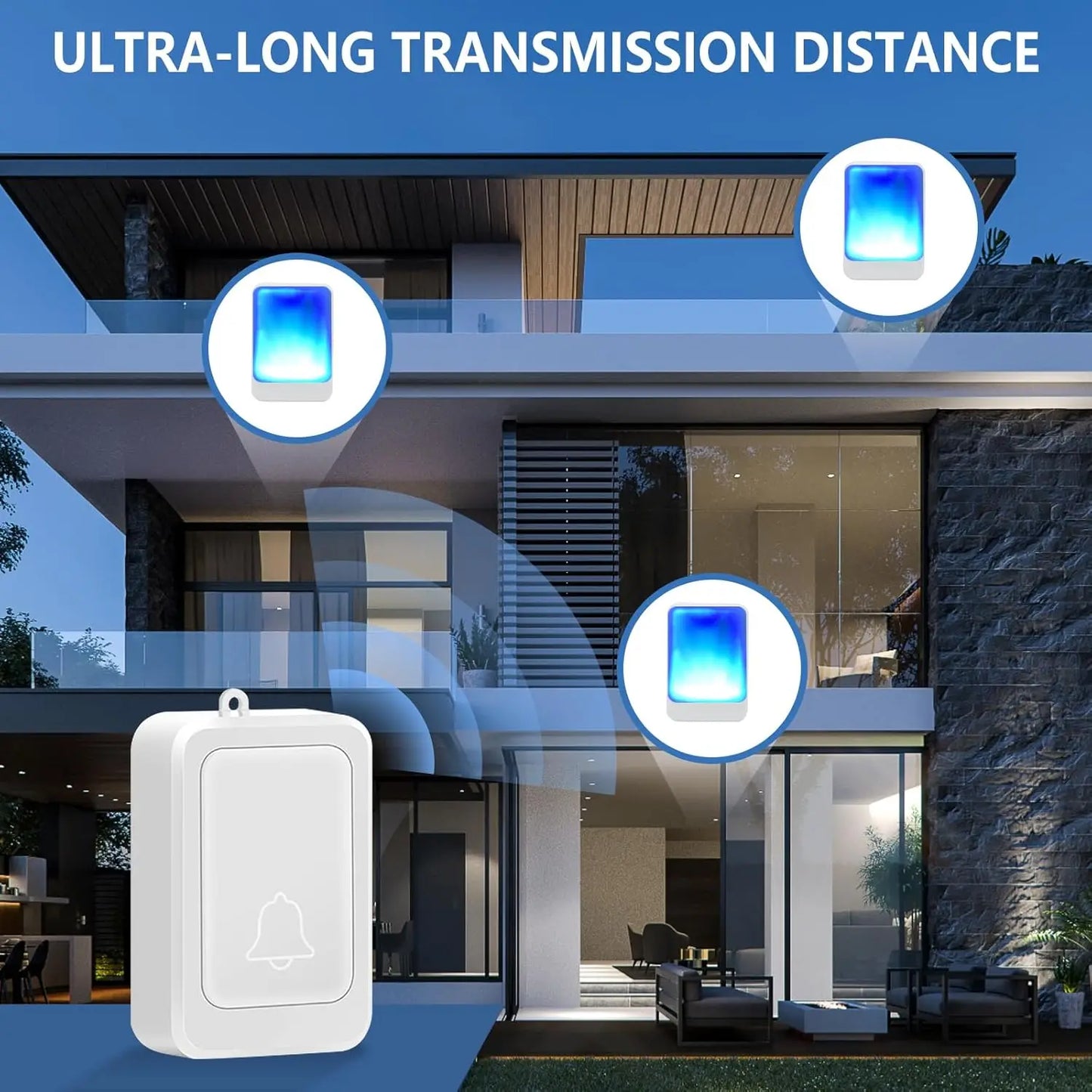Wireless Doorbell With 7 Color Lights And 4 Volume Levels Long Range