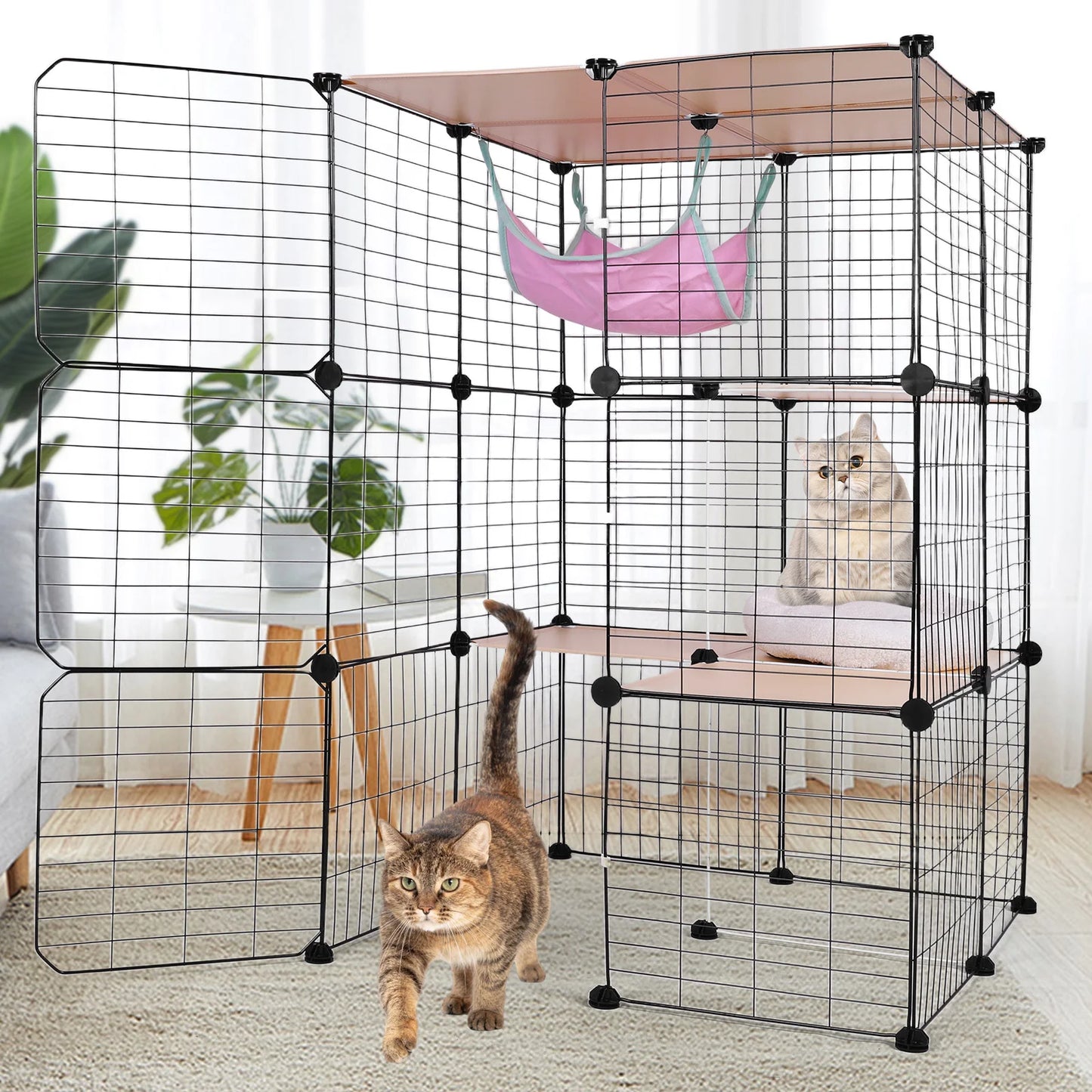 Detachable 3 Tier Cat Cage With Hammock Bed Indoor Use