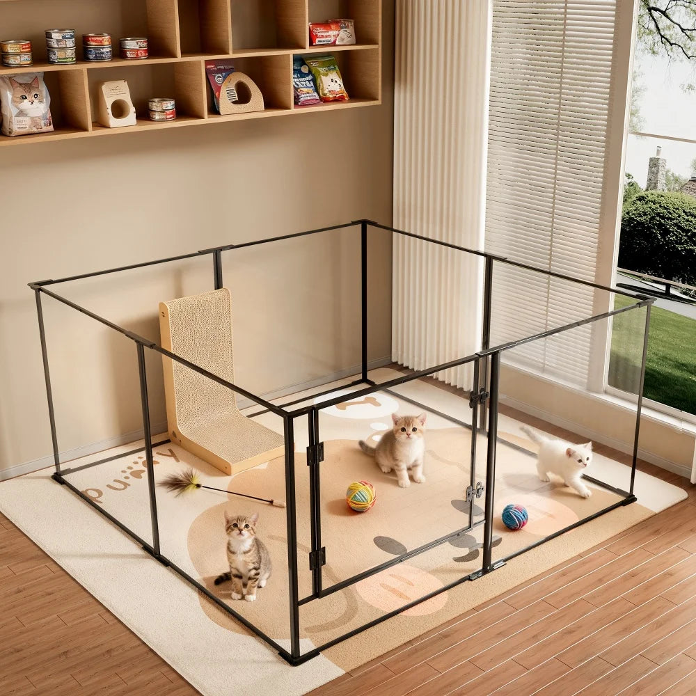 BORWART Acrylic Aluminum Dog Playpen Enclosure for Pets