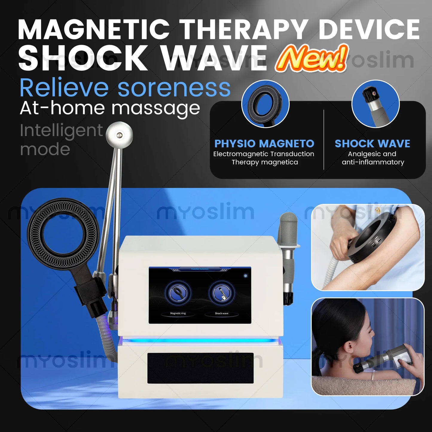 Myoslim Portable 2 In 1 Magnetic Physiotherapy Machine Pain Relief