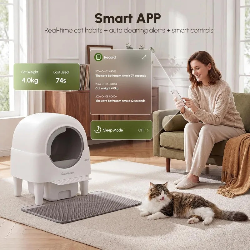 Automatic Self-Cleaning Litter Box With App Control For Multiple Cats