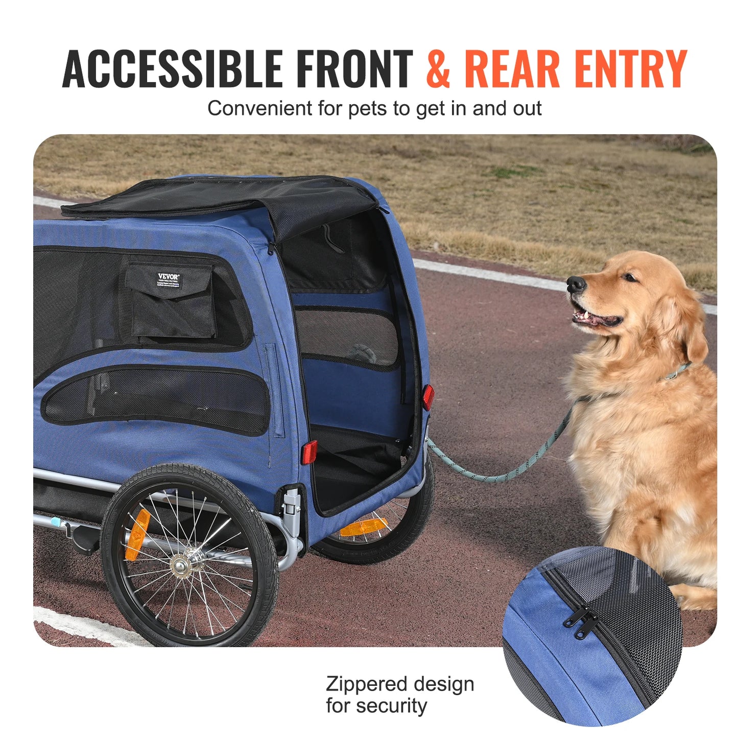 Dog Bike Trailer Carrier Collapsible With Reflectors
