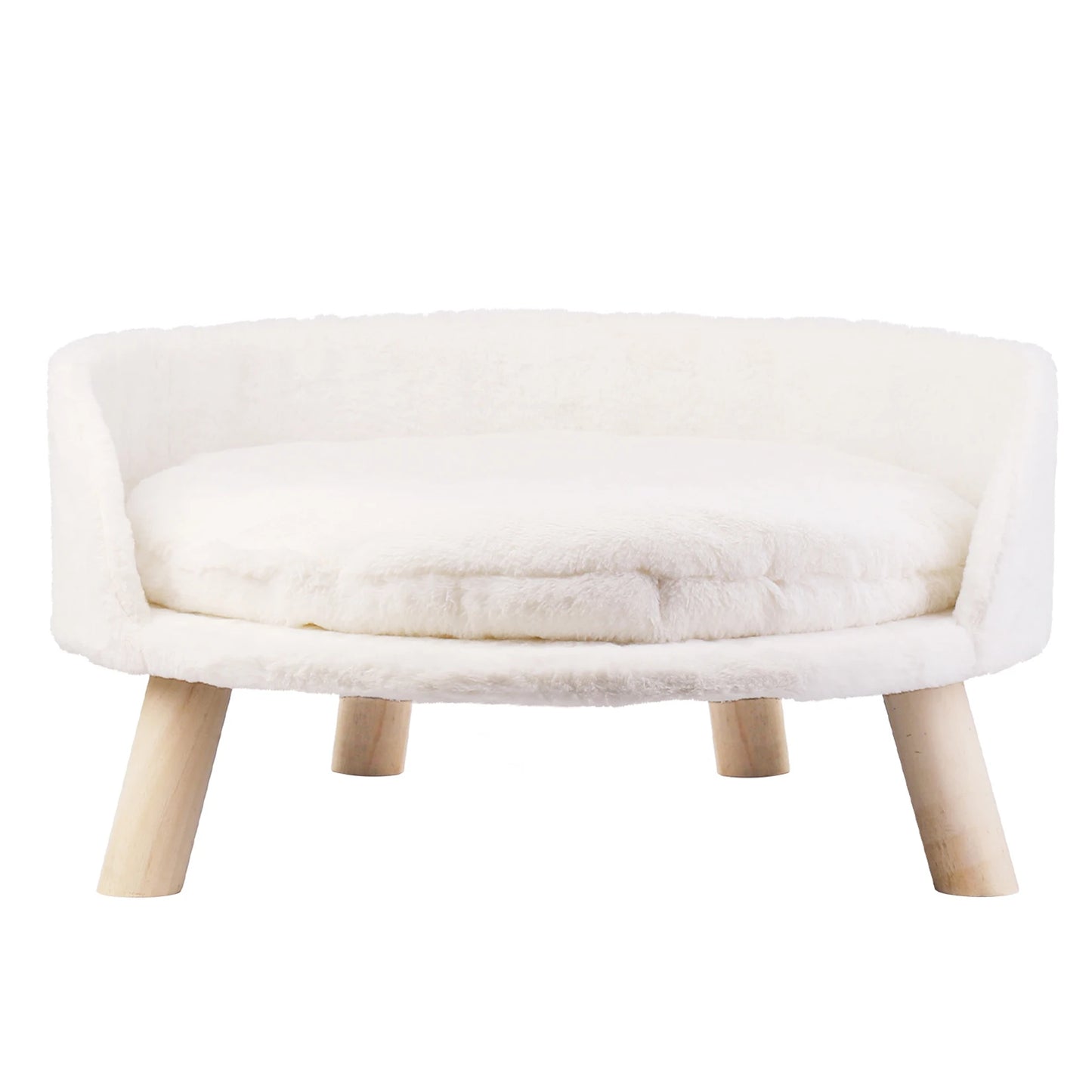 Soft Plush Cat Bed With Wooden Legs For Small Pets