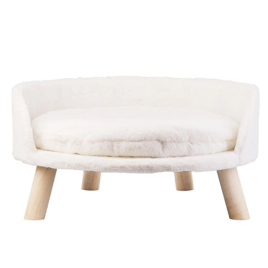 Soft Plush Cat Bed With Wooden Legs For Small Pets