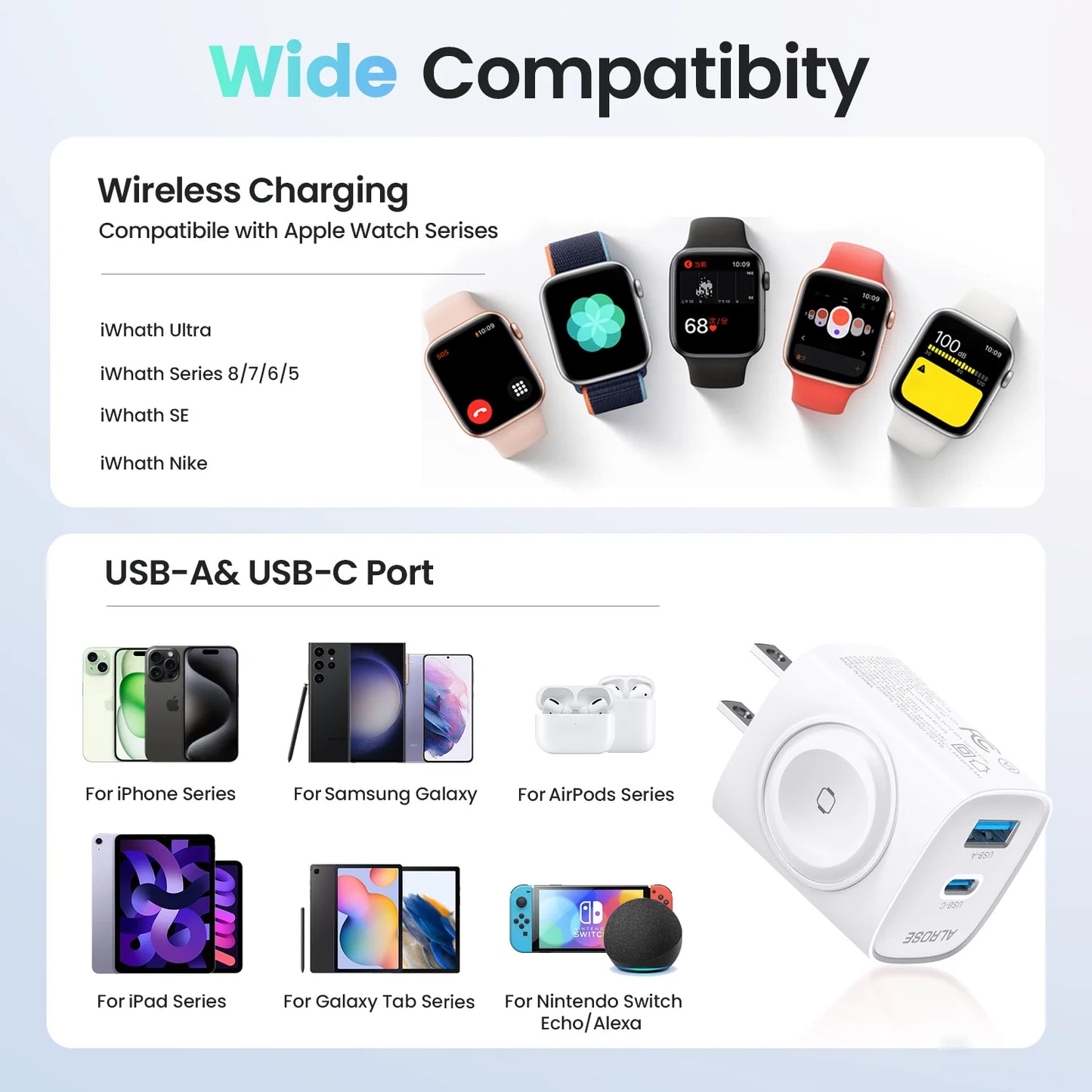 Topadre 3-In-1 USB-C Wall Charger For Apple Watch iPhone iPad