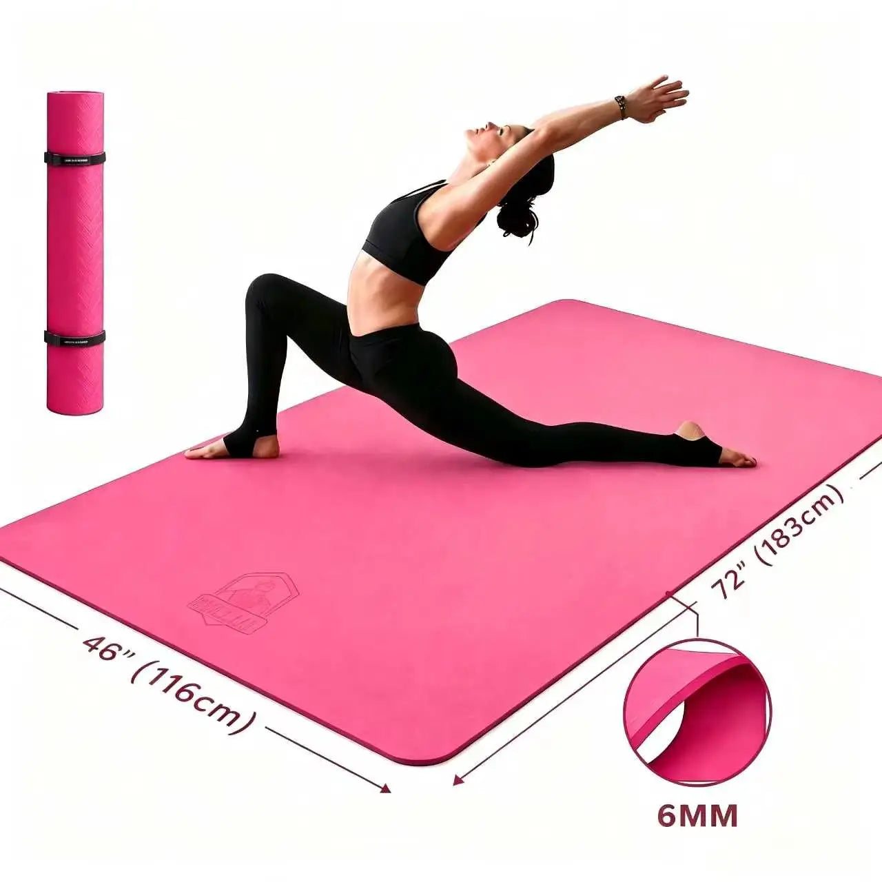 HAPBEAR Extra Large Yoga Mat,48×72 Inch 6mm/8mm Thick TPE Mat,Double-Sided Non-Slip Extra Wide Fitness Mat,Portable Exercise Mat with Storage Bag & Straps for Yoga Pilates Home Gym Full-Body Workouts