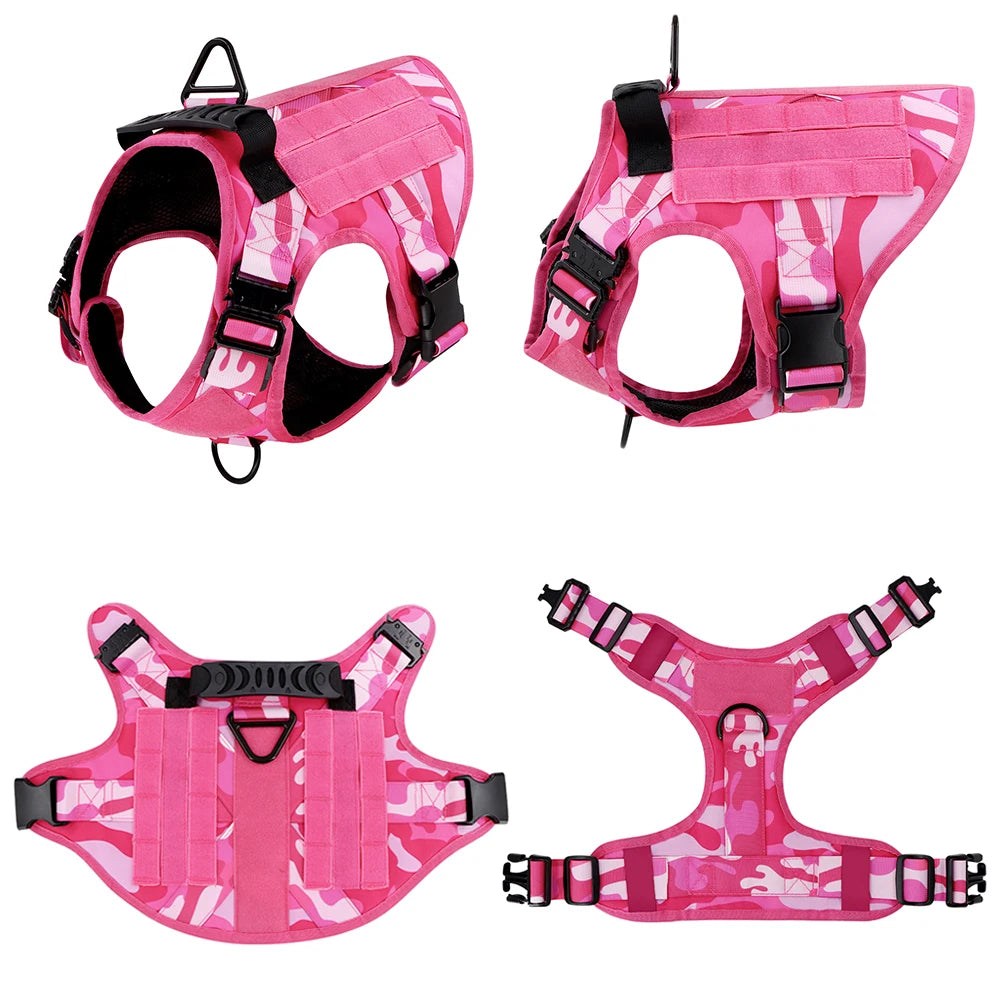 Military Camouflage Nylon Dog Harness Adjustable Training Vest