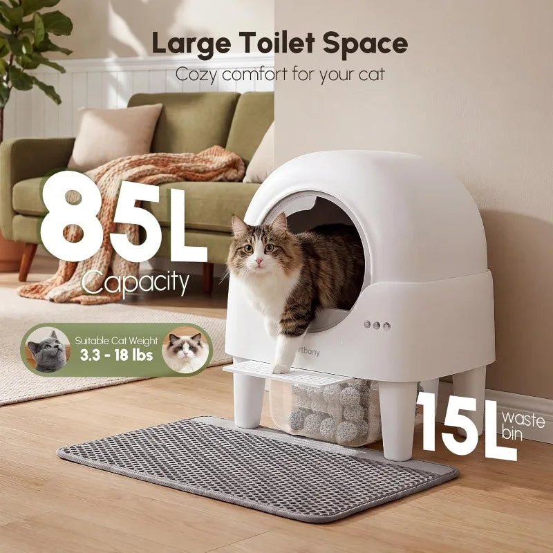 Automatic Self-Cleaning Litter Box With App Control For Multiple Cats