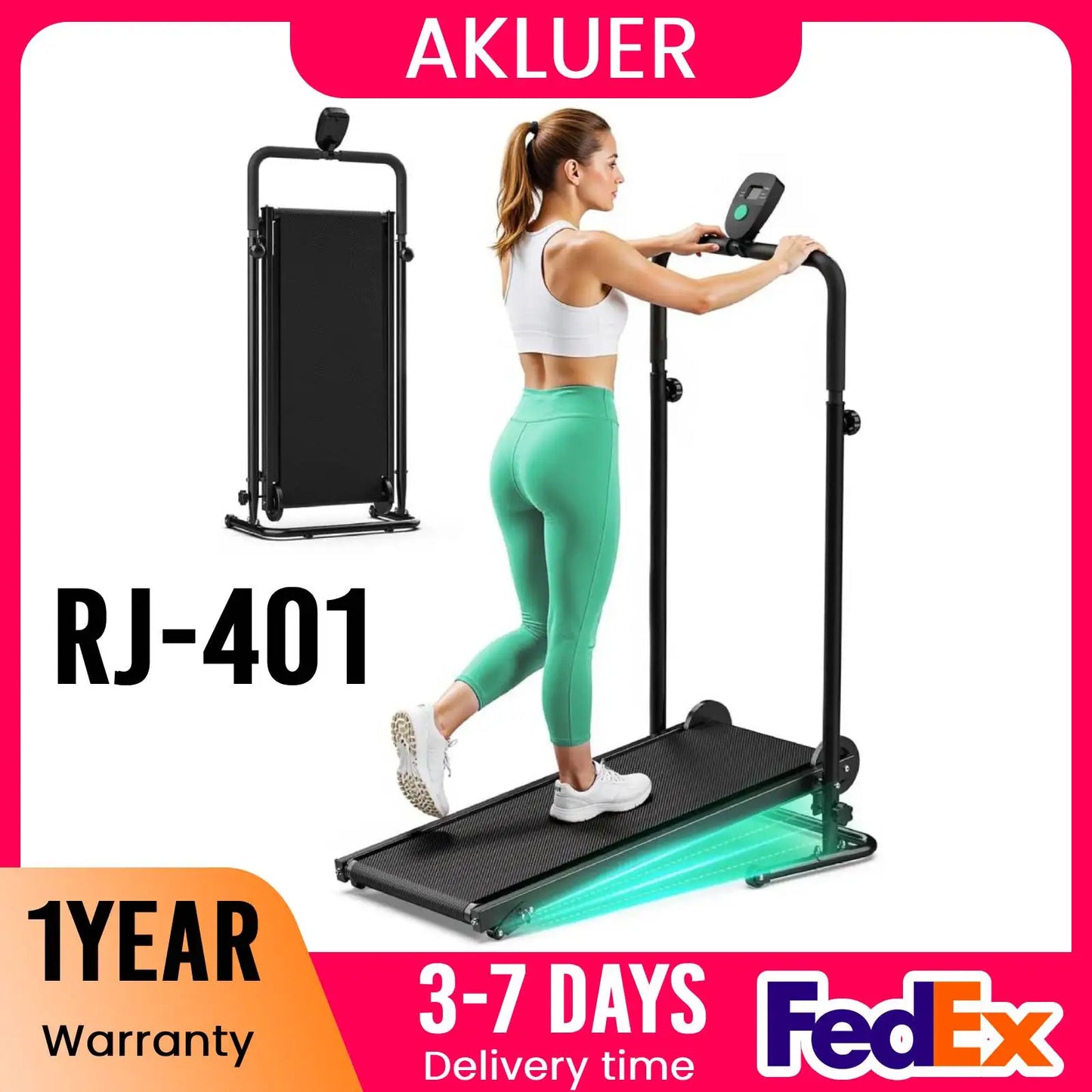 Motorless Treadmill With Dual Flywheels And LCD Monitor