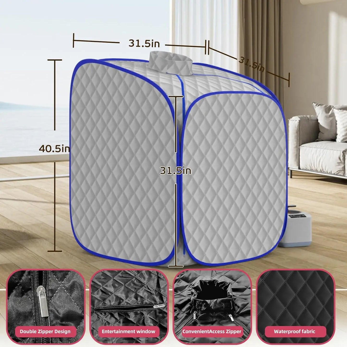 Portable Home Steam Sauna Tent with 9-Level Heating, Fast Warm-Up & Folding Chair for Relaxation and Detox