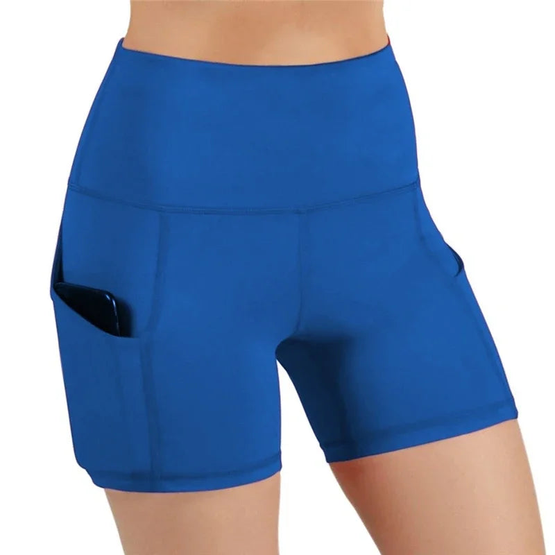 Women High Waist Yoga Shorts With Phone Pocket For Workout