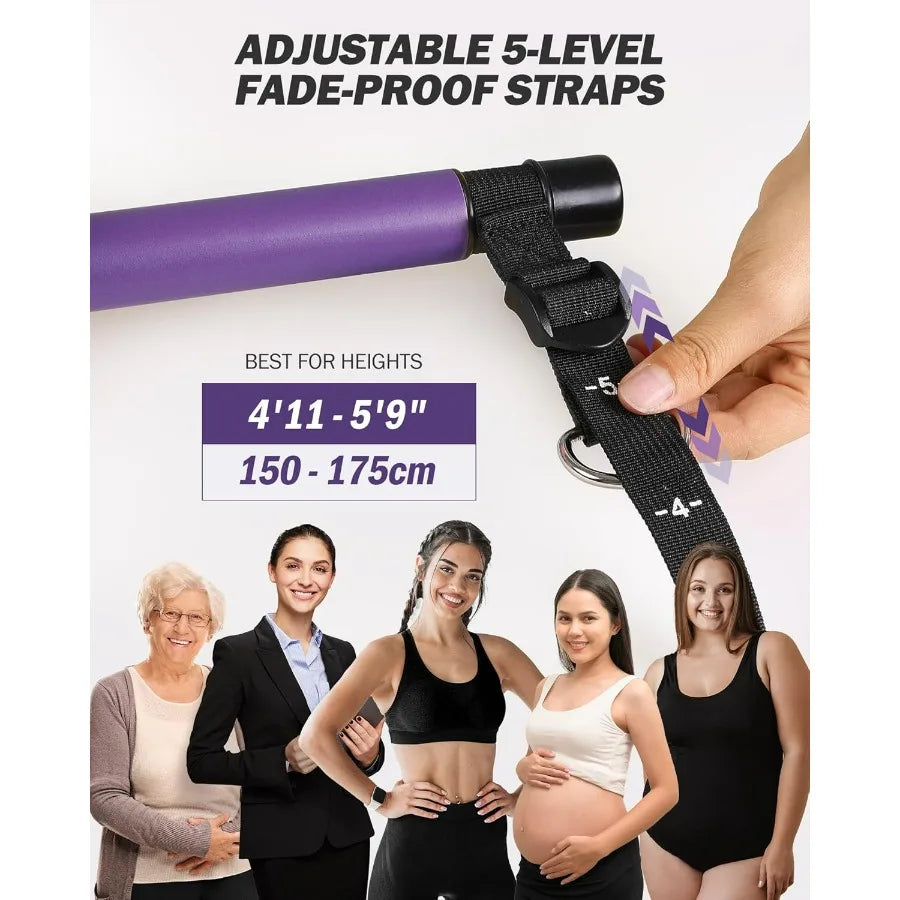 Upgraded Pilates Bar Kit With Natural Latex Resistance Bands