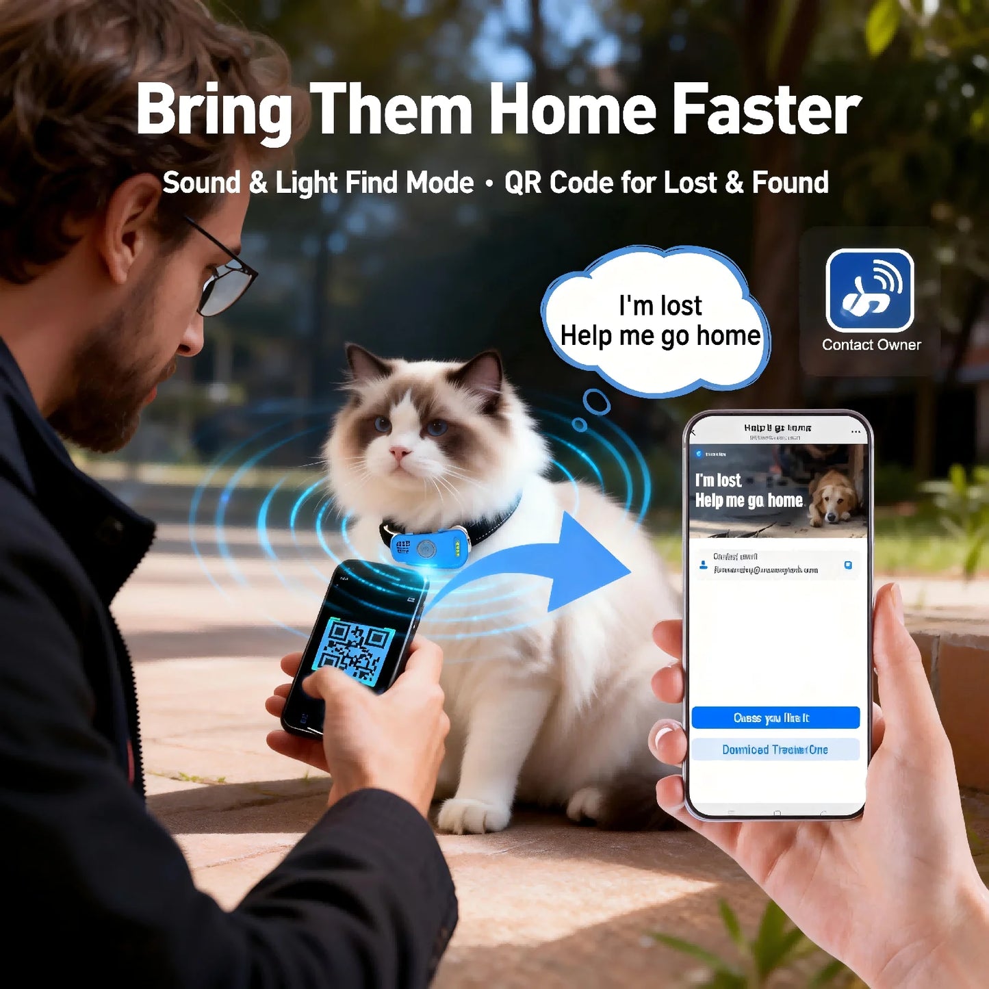 WANWAYTECH GPS Pet Tracker For Dogs And Cats Real-Time Tracking