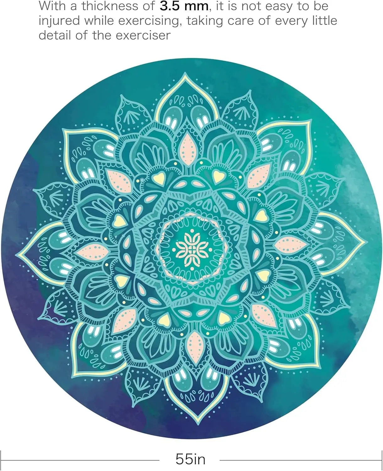 YTYIN Oversize Round Pilates Mat Non Slip Rubber Yoga Mat