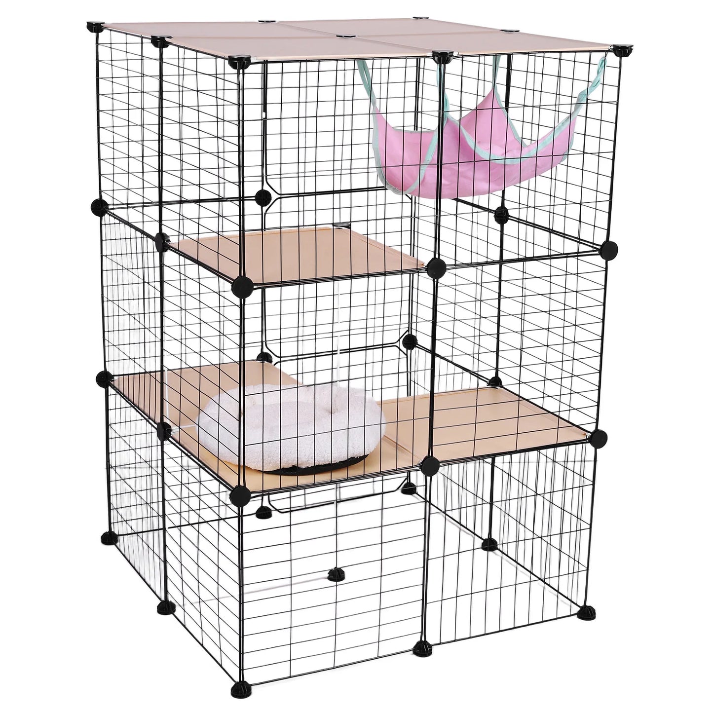 Detachable 3 Tier Cat Cage With Hammock Bed Indoor Use